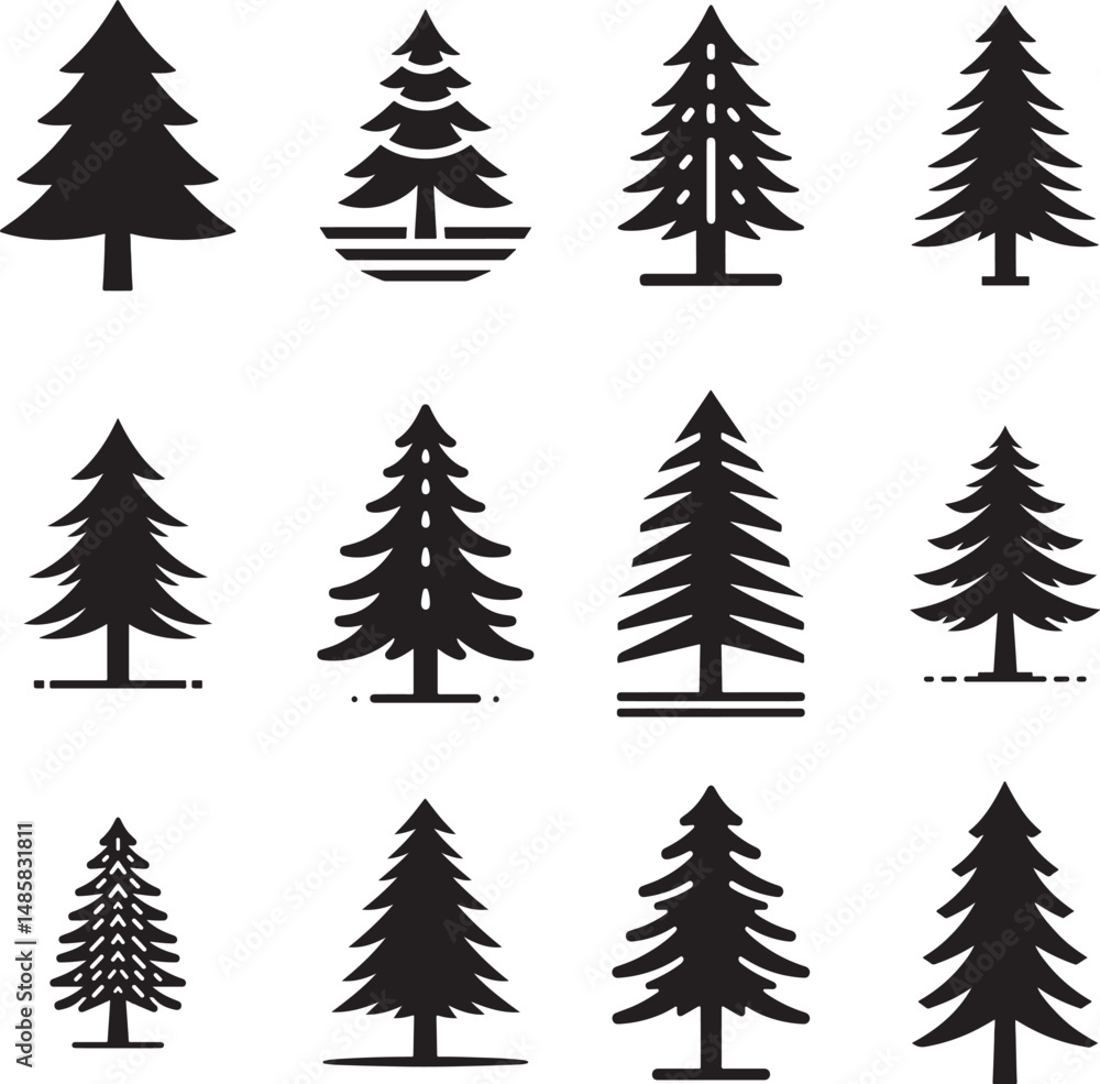 Fototapeta premium christmas trees set