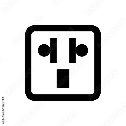 Illustration of a type b electrical outlet with a square border and rounded corners on a white background