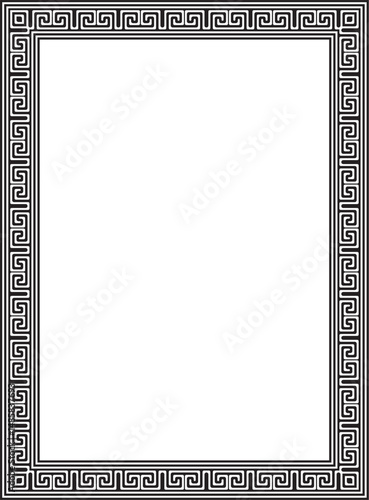 Vector black monochrome classic Greek square ornament. Rectangle of Ancient Greece and Roman Empire. Byzantine painting of walls, floors and ceilings. Decoration of European palaces.
