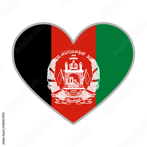 Afghanistan flag. Afghanistan love flag. Afghanistan flag in heart shape. Love symbol. Vector illustration