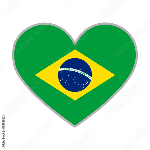 Brazil flag. Brazil love flag. Brazil flag in heart shape. Love symbol. Vector illustration