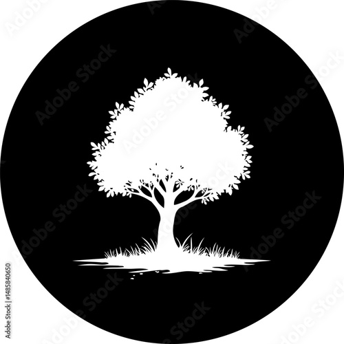 Monochrome arboreal silhouette casting an elegant presence in minimalistic design