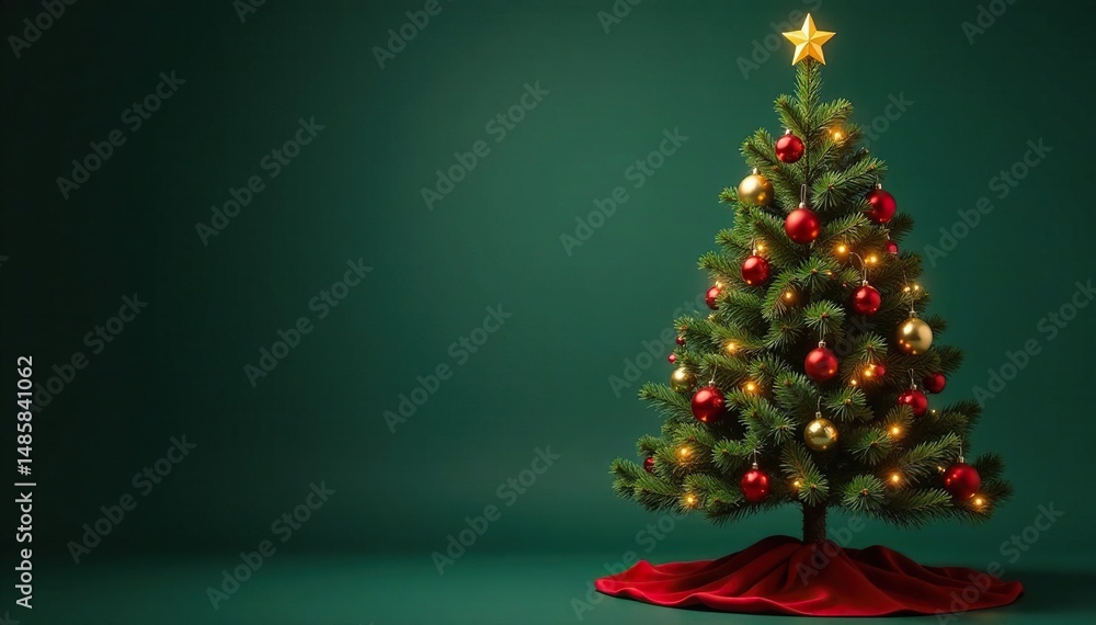 A classic spruce Christmas tree, decorated with ornaments and lights, standing tall and festive , seasonal, winter wonderland, bright A classic spruce Christmas tree, decorated with ornaments and lights, standing tall and festive , seasonal, winter wonderland, bright