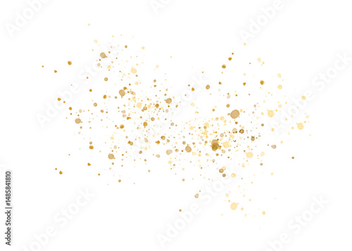 Scattering of shiny gold particles, golden glitter, confetti, holiday decor