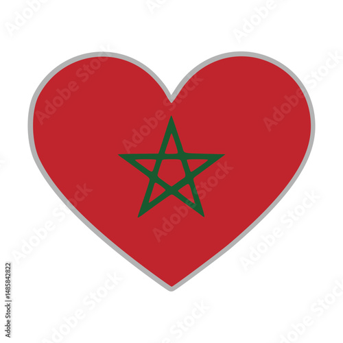 Morocco flag. Morocco love flag. Morocco flag in heart shape. Love symbol. Vector illustration.