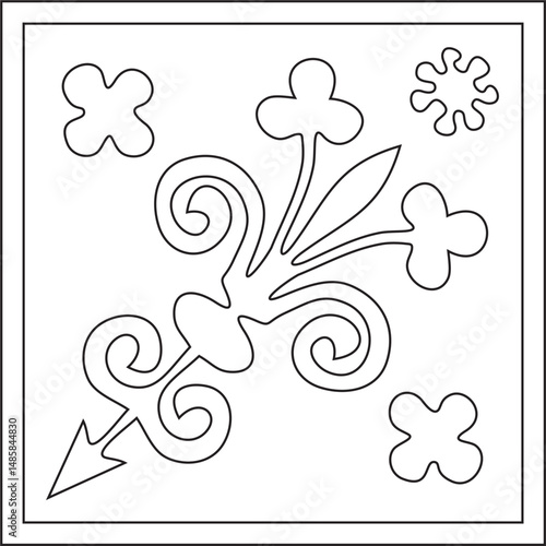 Vector black outline ancient Roman ornament elements. Classic European parts of patterns. Lilies and crowns
