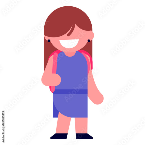 Girl going school illustration