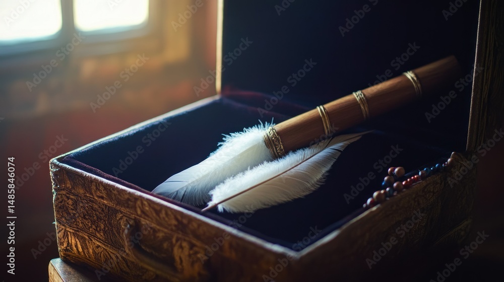 Fototapeta premium Sacred items nestled in ornate box