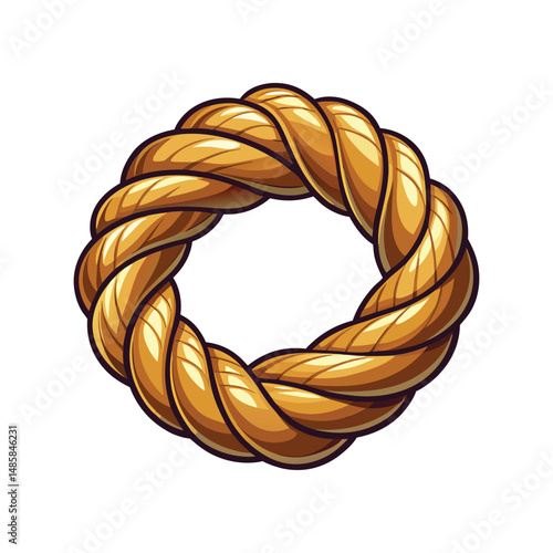 Rope vector illustration. Twisted strong rope, climbing cord, nautical element, realistic texture, isolated rope design.