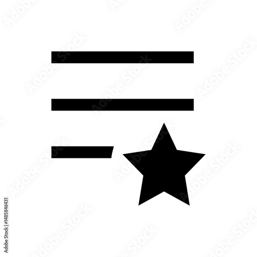 Three horizontal lines with varying lengths and a star icon on a white background displayed clearly