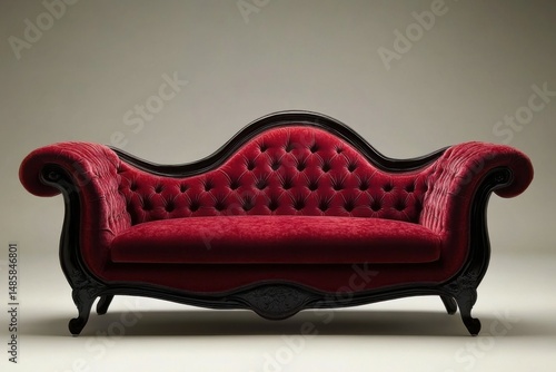Vintage Red Velvet Sofa