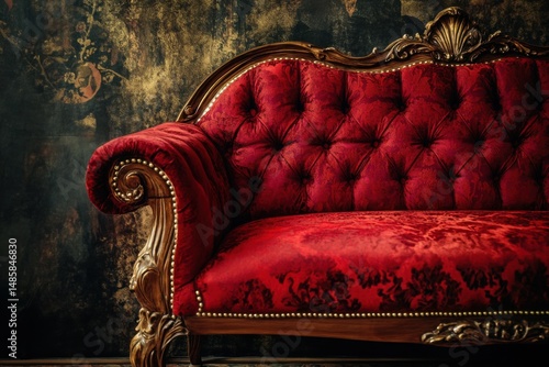 Luxurious Red Velvet Vintage Sofa
