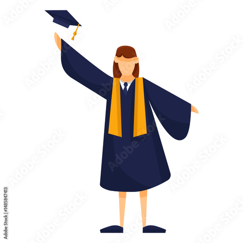 Graduate throws cap basic illustration
