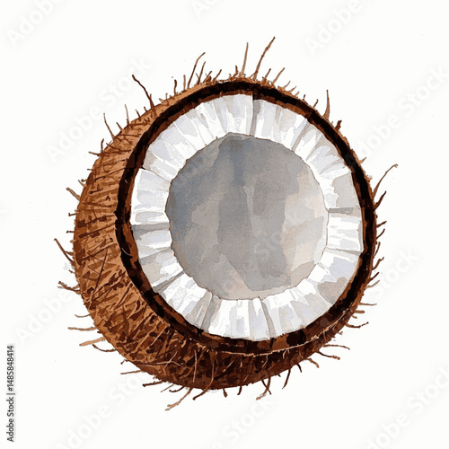 Husk & Hues: Misty Oasis coconut isolated watercolor vector illustration svg