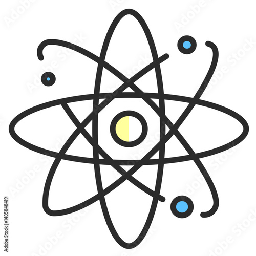 Planetary atom model flat stroke