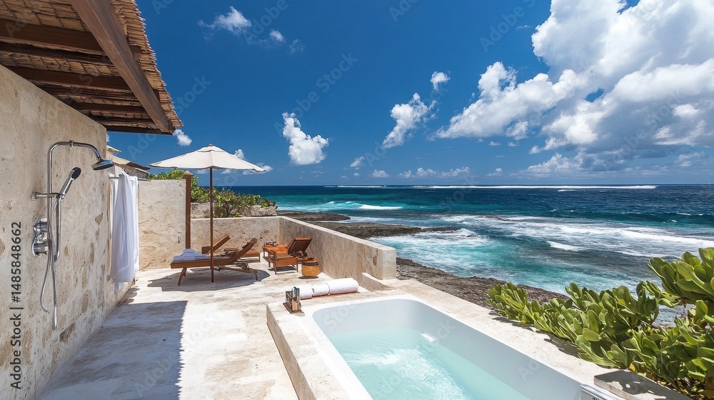 Fototapeta premium luxurious oceanfront villa with private plunge pool