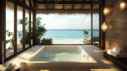 luxury beachfront spa tub relaxation