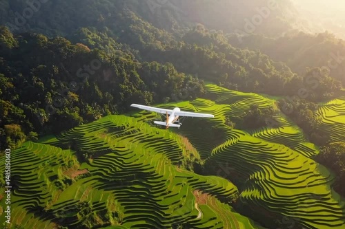 Wallpaper Mural Soaring Above Terraced Rice Fields and Lush Jungles with Mountain Views Torontodigital.ca