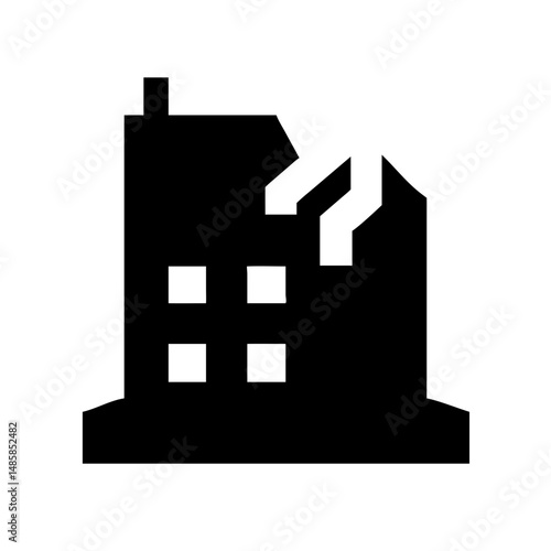 Icon of a damaged building to signify destruction or disrepair