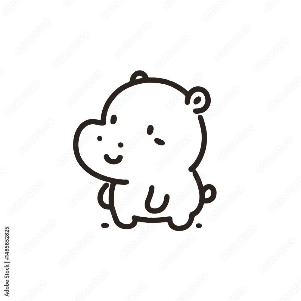 Cute doodle of a hippopotamus with a playful mood in a minimalist cartoonish style against a transparent background Cute doodle of a hippopotamus with a playful mood in a minimalist cartoonish style against a transparent background