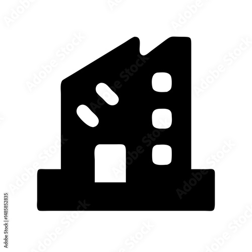 Icon of a damaged building to signify destruction or disrepair