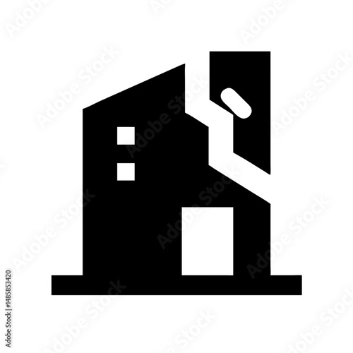 Icon of a damaged building to signify destruction or disrepair