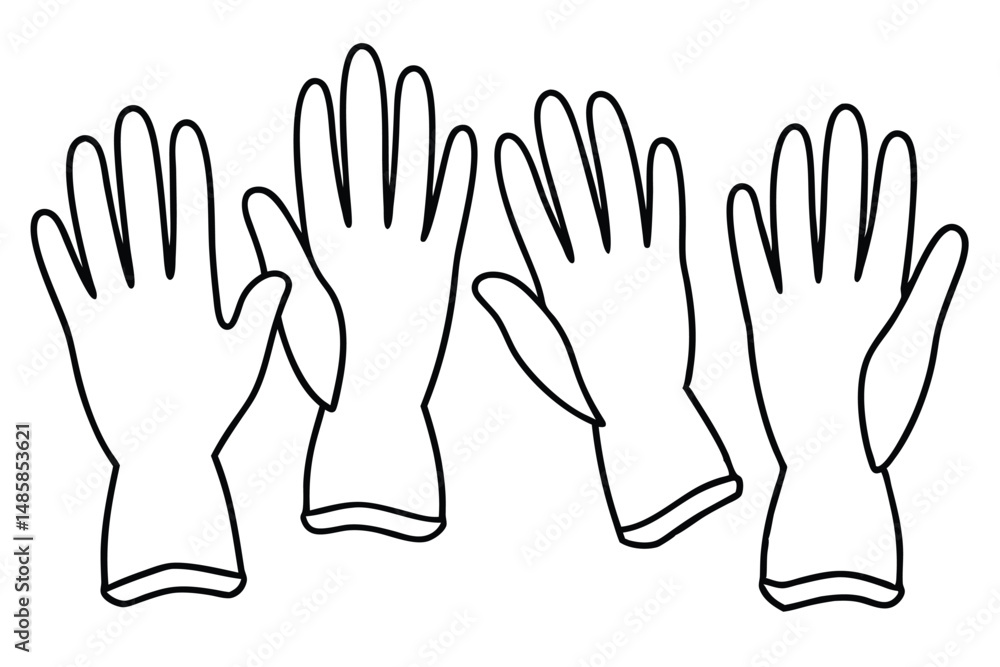 Obraz premium Disposable gloves useful daily Line art