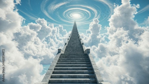 Stairway to heaven with a cloudscape sky