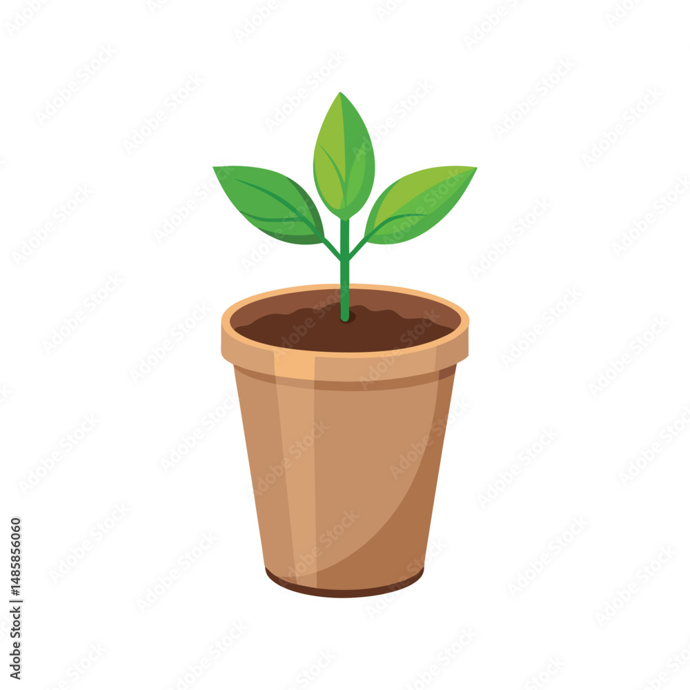Young seedling in biodegradable natural fiber pot vector illustration. Eco-friendly plant growth, sustainable gardening concept.
Young seedling in biodegradable natural fiber pot vector illustration. Eco-friendly plant growth, sustainable gardening concept.