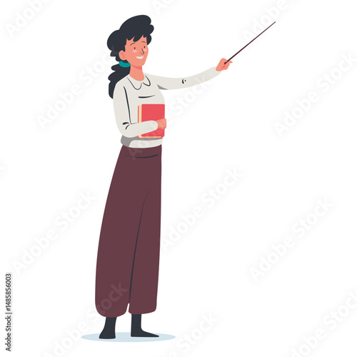 Woman with pointing stick character