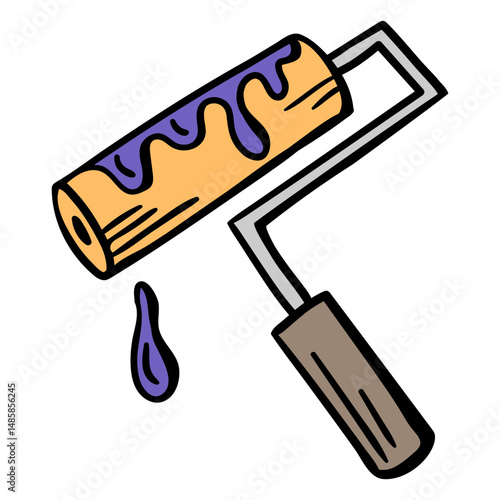Painting roller colorful illustration