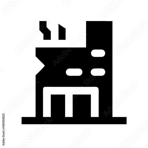 Icon of a damaged building to signify destruction or disrepair