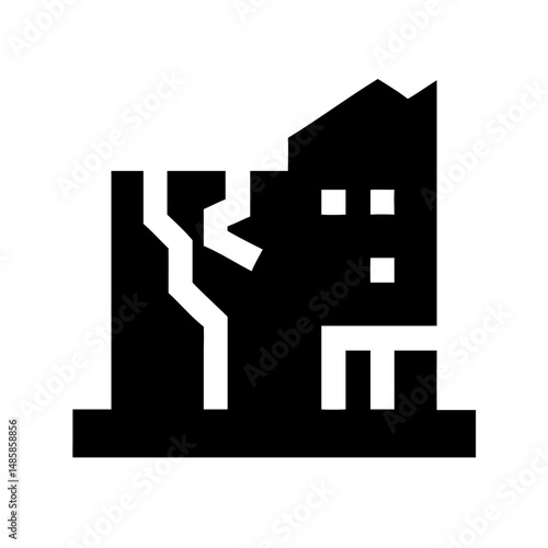 Icon of a damaged building to signify destruction or disrepair