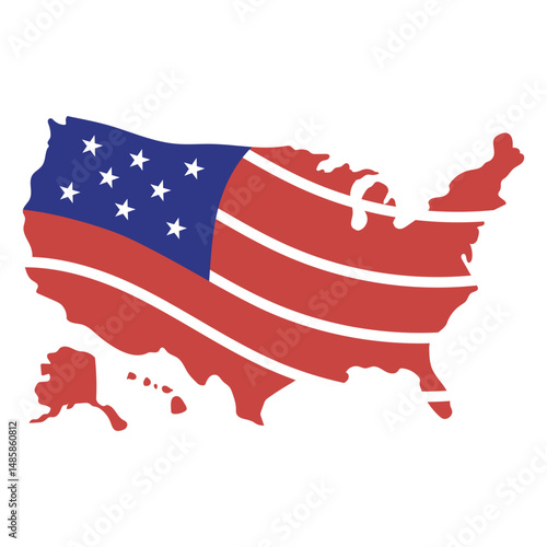 USA american flag map
