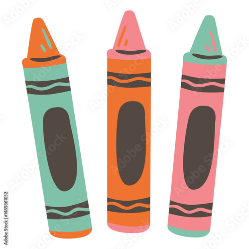 Crayons set semi flat