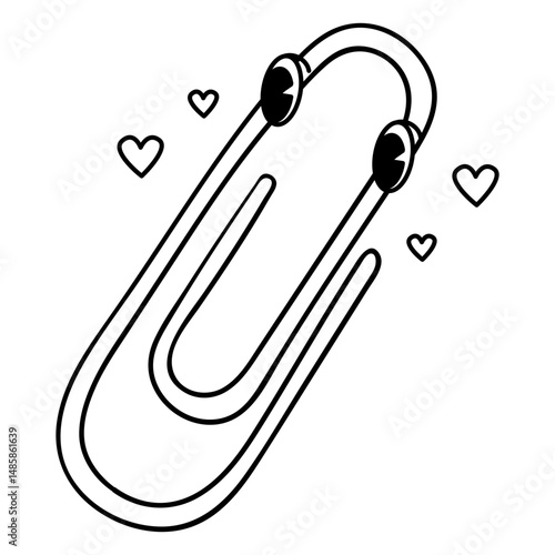 Paper clip retro cartoon stroke