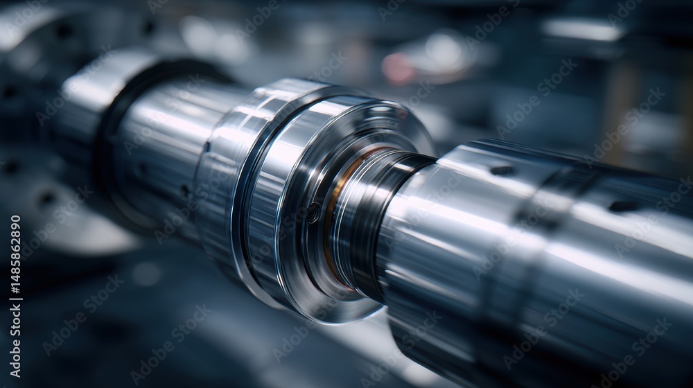 Alignment pump. Close-up of a shiny metallic machine part showcasing intricate details and craftsmanship. Alignment pump. Close-up of a shiny metallic machine part showcasing intricate details and craftsmanship.