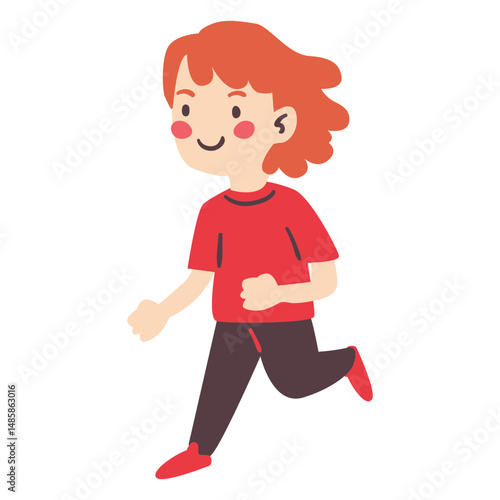 Redhead girl character running
