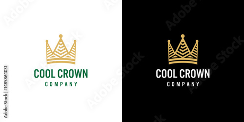 Cool Style Crown Company Logo Symbol, Abstract Royal King Crown Icon, Modern Luxury Brand Gold Element