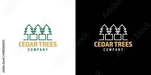 Cool Style Tree Company Logo Symbol, Abstract Cedar Aspen Pine Evergreen Icon, Modern Luxury Brand Element