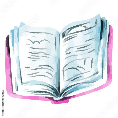 Watercolor open school notebook
