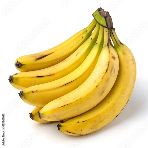 Close up shot of bunch of bananas on a white background surface