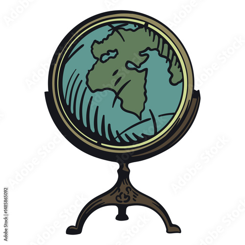 Globe illustration antique decor