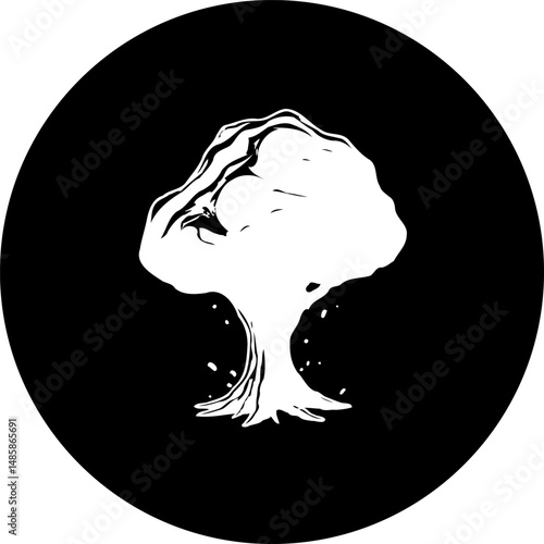 Abstract tree silhouette on contrasting background conveying environmental concern