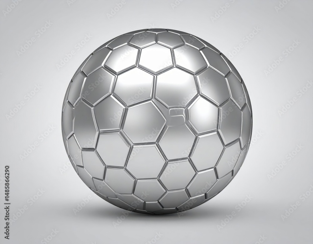 Fototapeta premium Metallic Soccer Ball With Hexagonal Pattern
