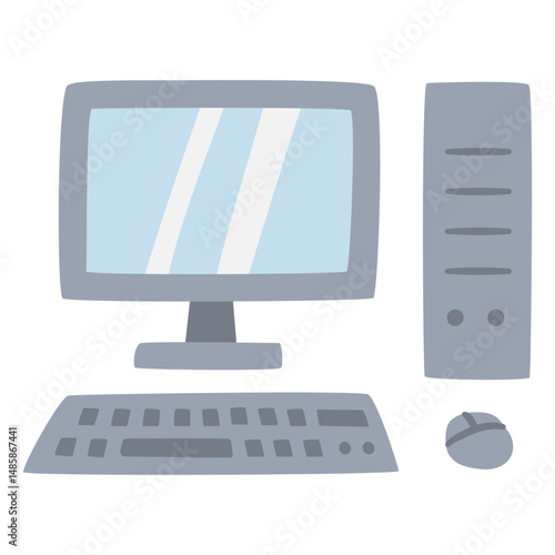 Flat design of desktop computer