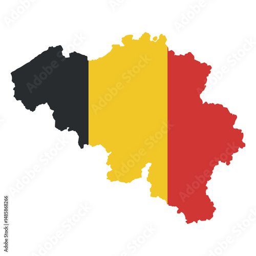 Obraz na plátně The flag of belgium in its map