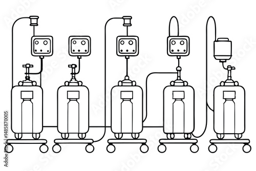 ECMO Machine Emergency Use Line Art
