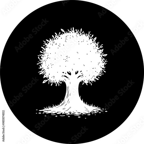 Solitary arboreal silhouette against contrasting backdrop exhibiting detailed foliage