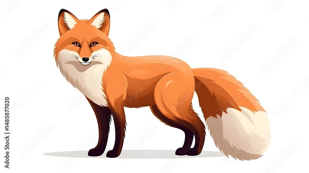 Fototapeta premium Cute Fox Animal Cartoon Flat Isolated Vector Illustration for Children's Books and Educational Materials